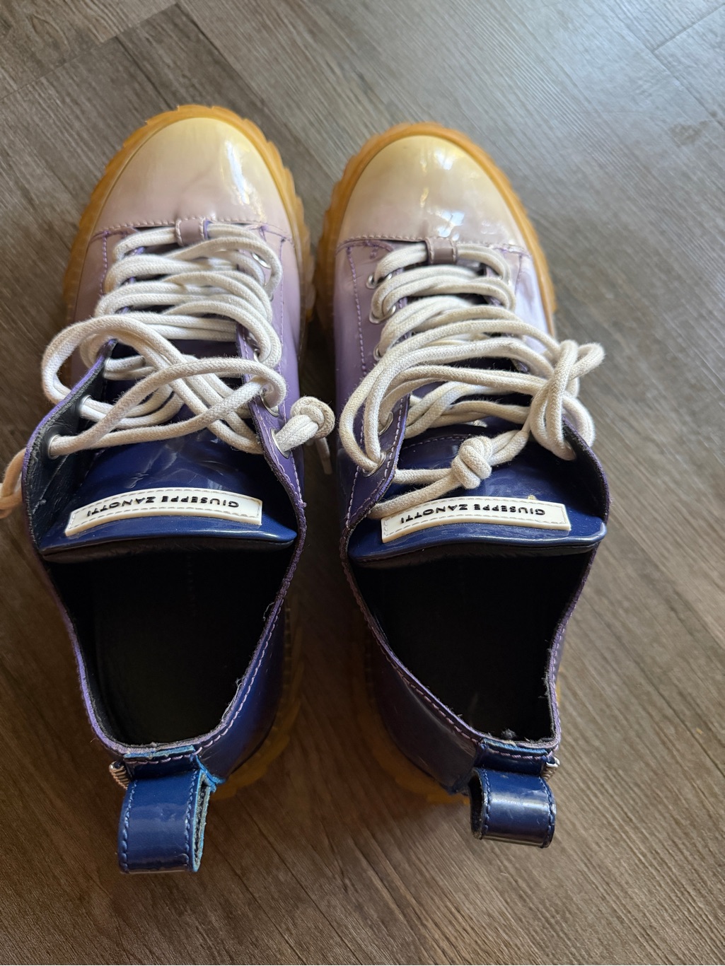 Giuseppe Zanotti Purple And Yellow Lace-Up Sneakers